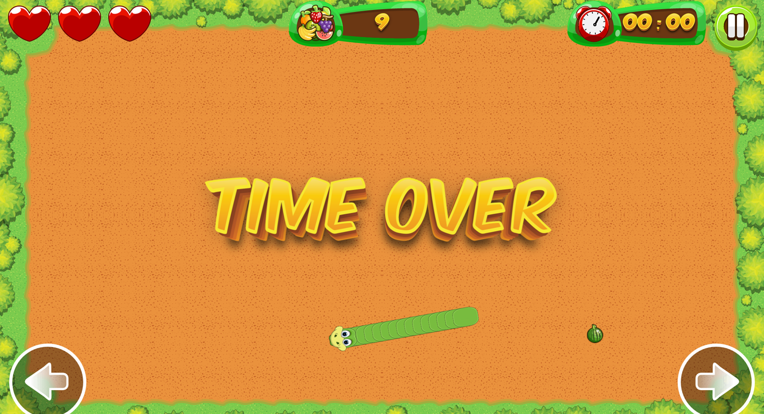 Fruit Snake Game Time Over Screenshot.