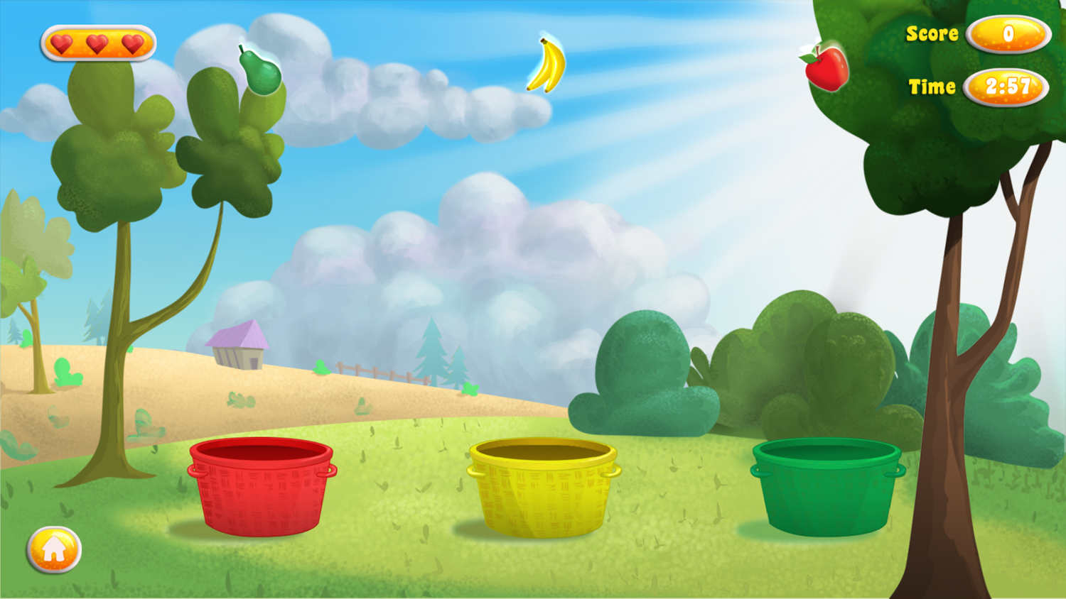 Fruity Baskets Game Start Screenshot.