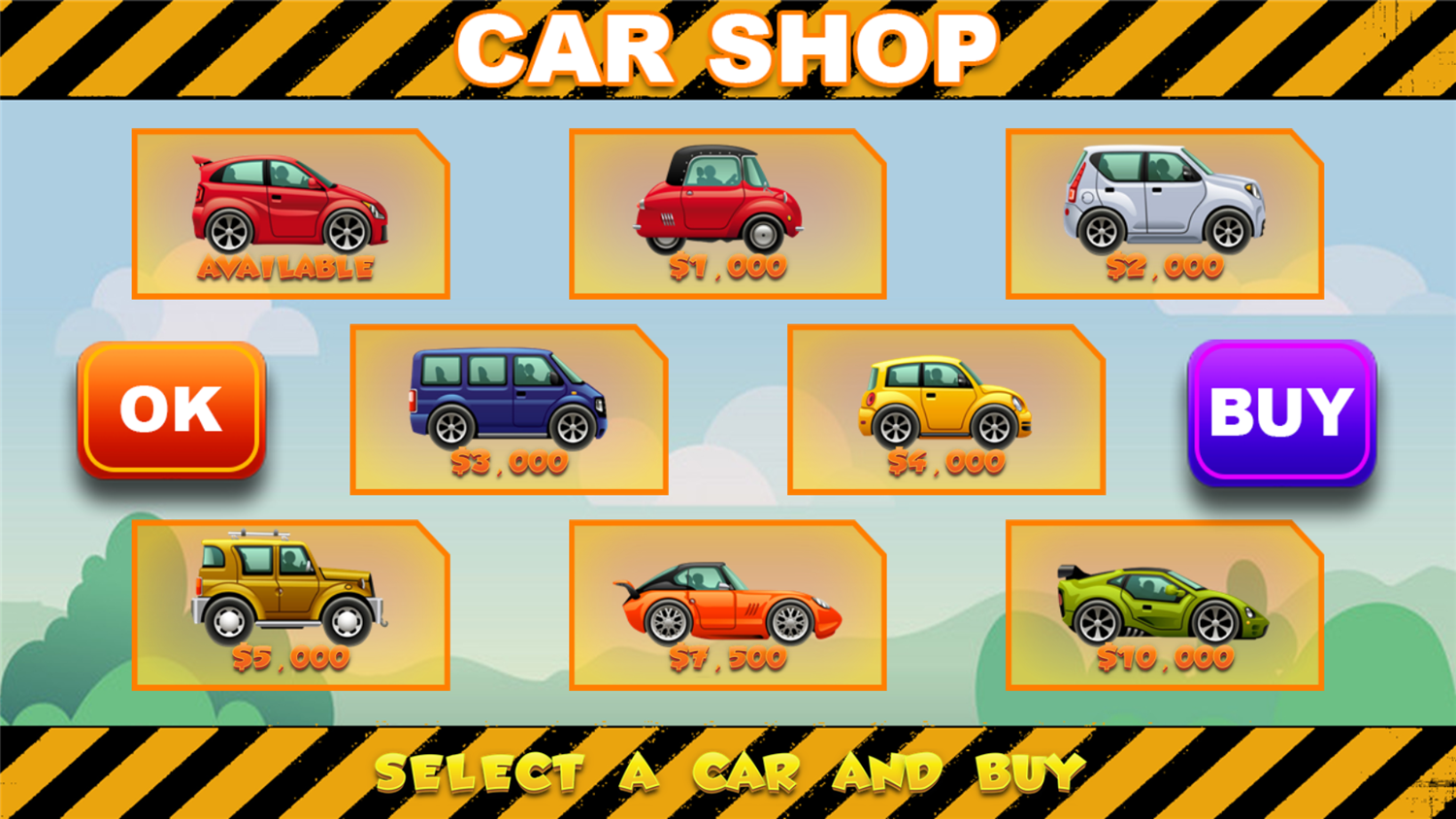 Fun Racer Drawing Path Game Car Shop Screenshot.