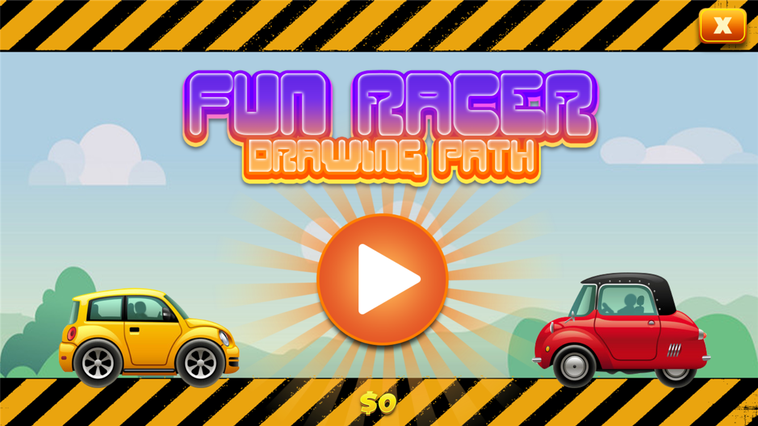 Fun Racer Drawing Path Game Welcome Screen Screenshot.