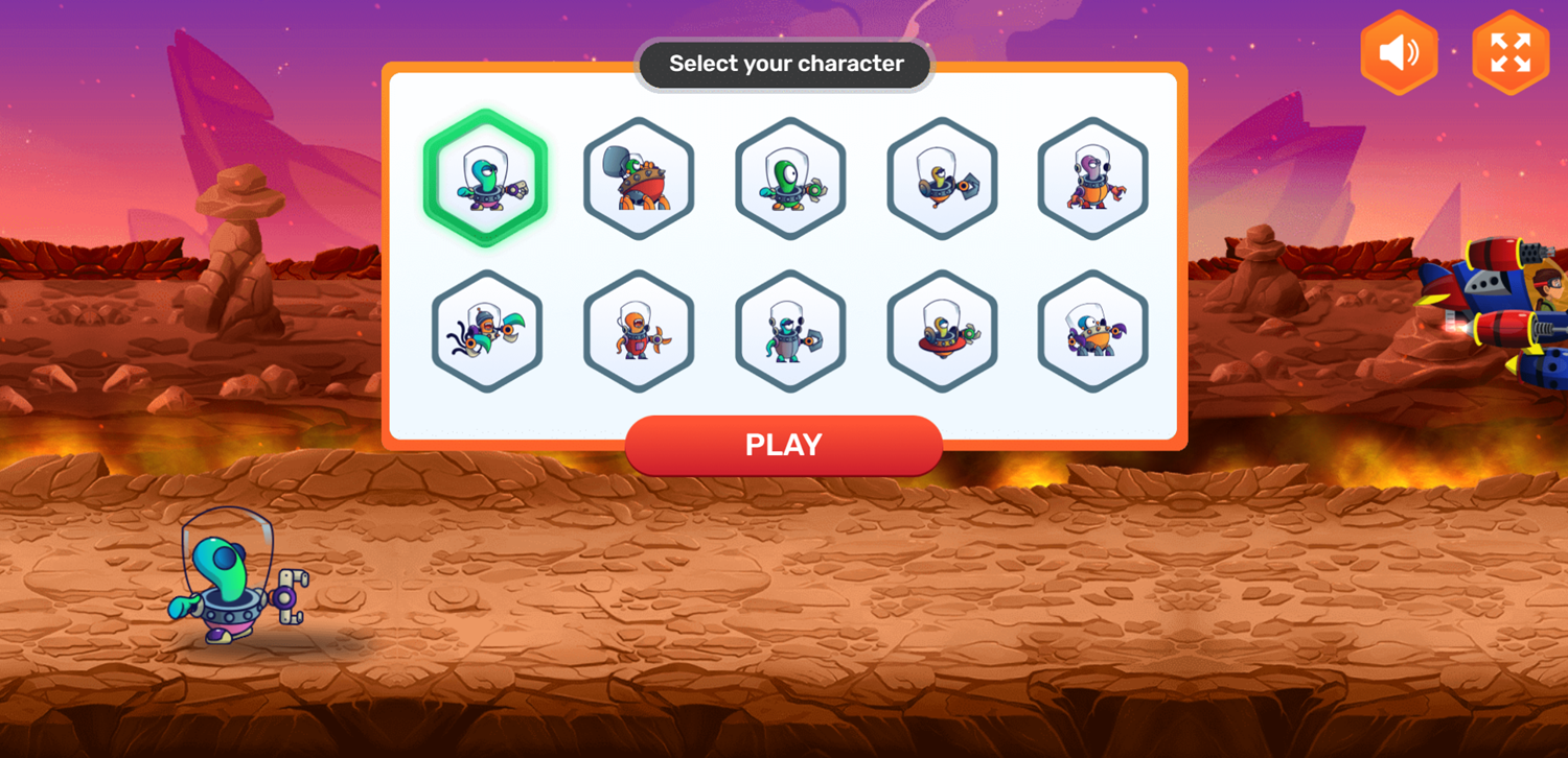 Galactic Geeks Game Character Select Screen Screenshot.