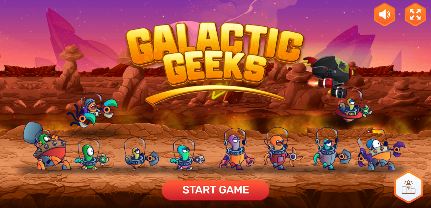 Galactic Geeks Game Welcome Screen Screenshot.