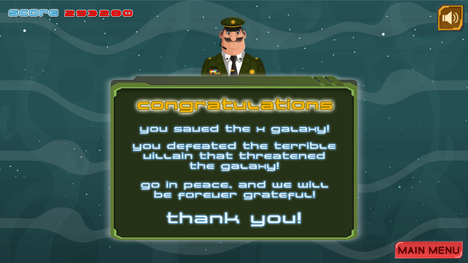 Galactic War Game Beat Screen Screenshot.