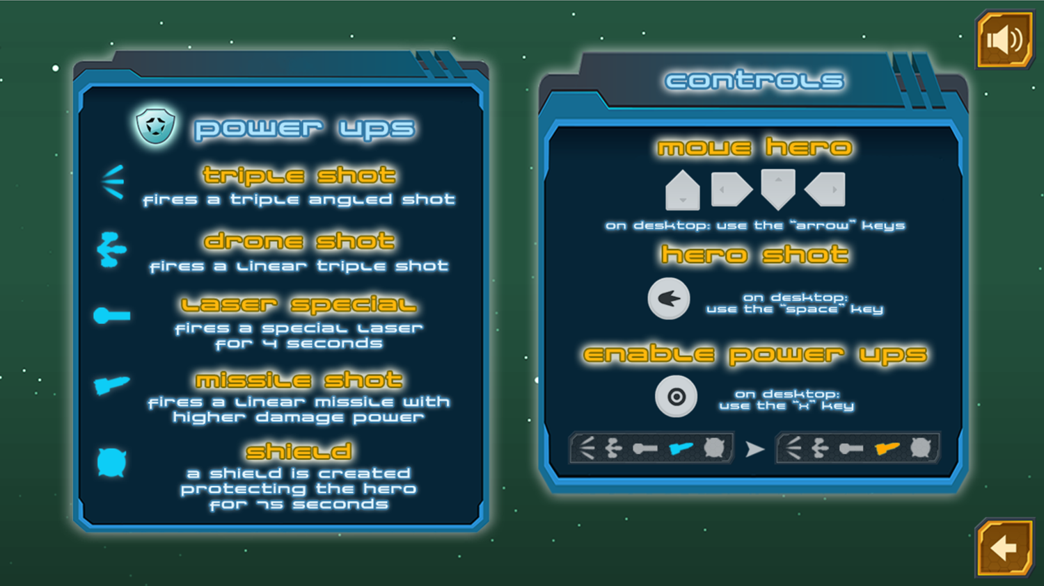 Galactic War Instructions Screen Screenshot.