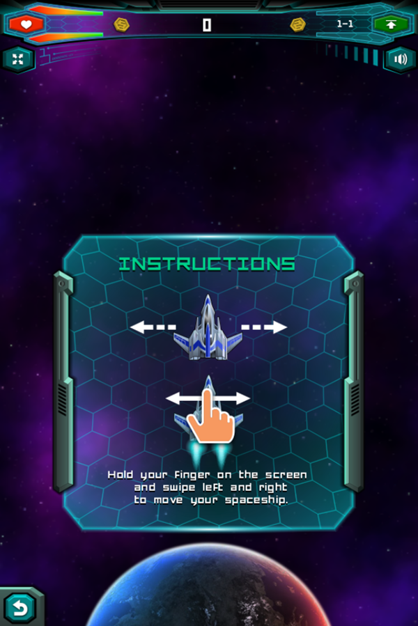 Galaxy Warriors Game Instructions Screenshot.