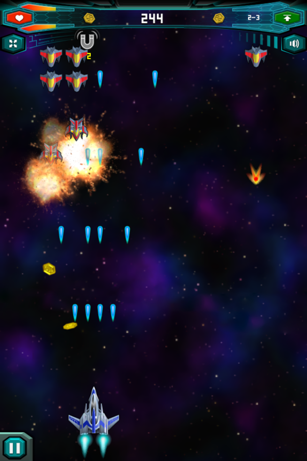 Galaxy Warriors Game Rapid Fire Screenshot.