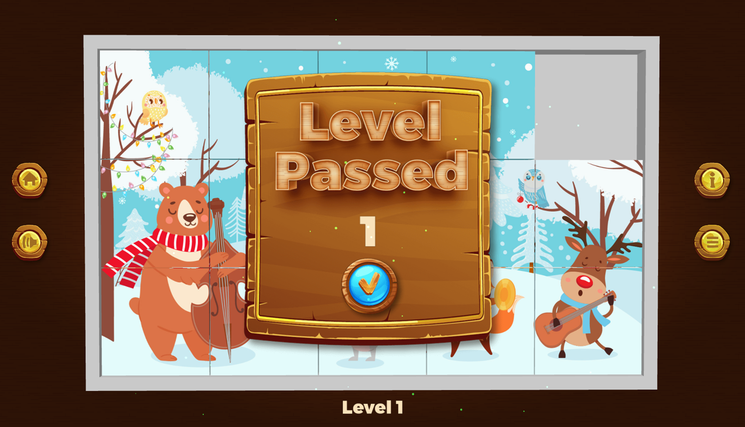 Game of 15 Game Level Passed Screenshot.