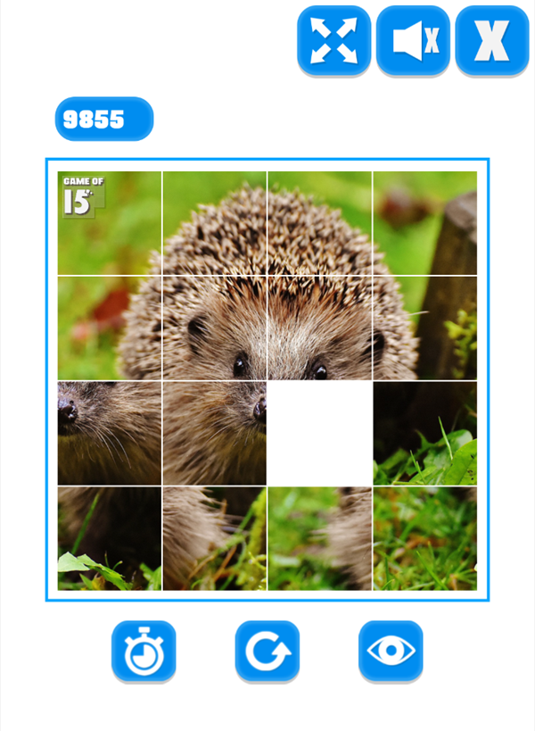 Game of 15 Slide Puzzle Game Play Screenshot.
