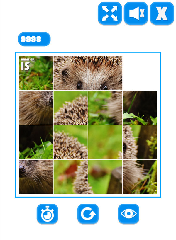 Game of 15 Slide Puzzle Game Start Screenshot.