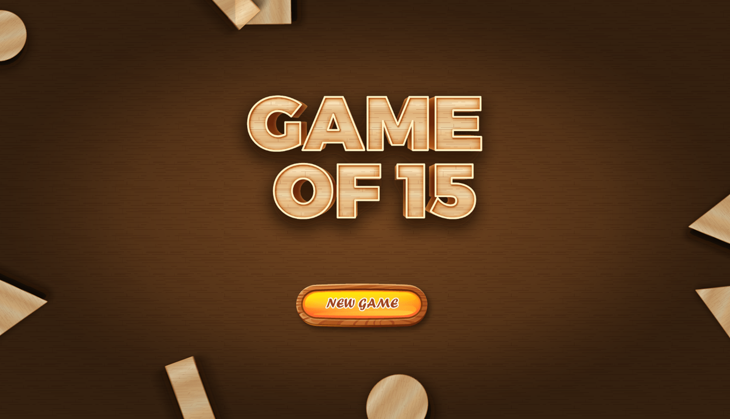 Game of 15 Game Welcome Screen Screenshot.