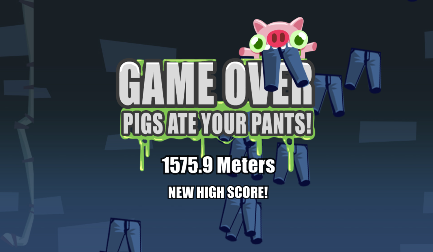 Gamer's Guide Sewer Pigs Game Over Screenshot.