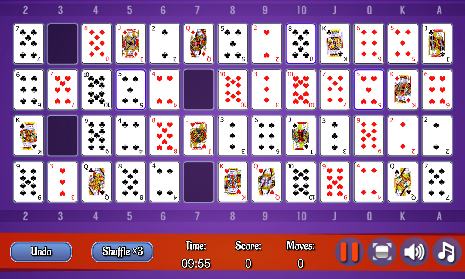 Gaps Solitaire Game Screenshot.