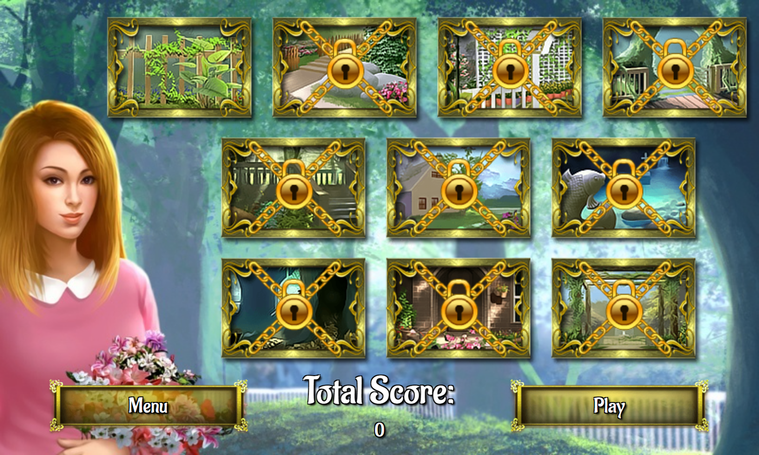 Garden Secrets Hidden Objects Game Level Start Screenshot.