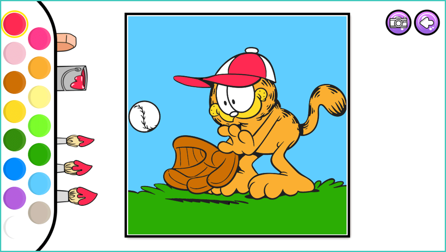 Garfield Coloring Book Game Colored Page Screenshot.