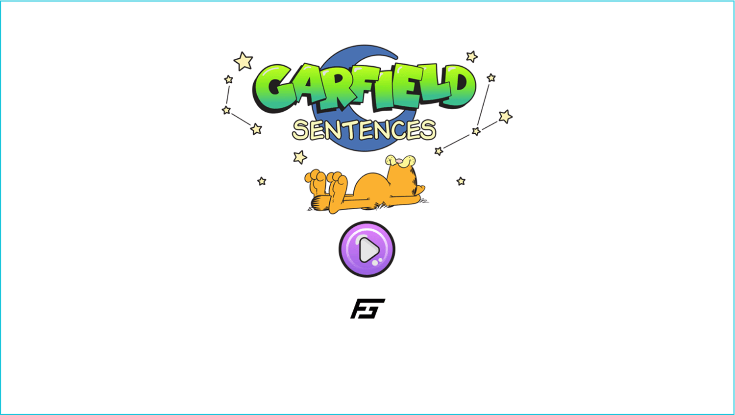 Garfield Sentences Game Welcome Screen Screenshot.