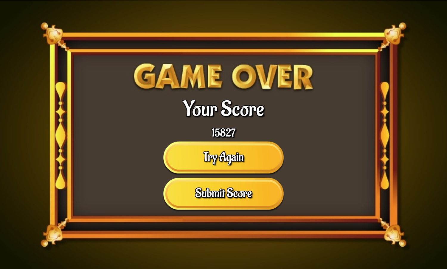 Gargantua Double Klondike Game Over Screen Screenshot.