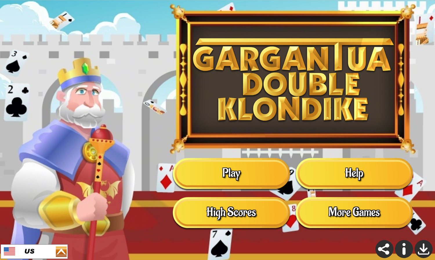 Gargantua Double Klondike Game Welcome Screen Screenshot.