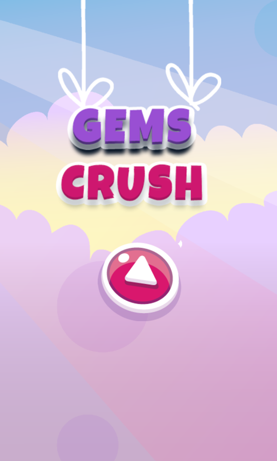 Gems Crush Game Welcome Screen Screenshot.
