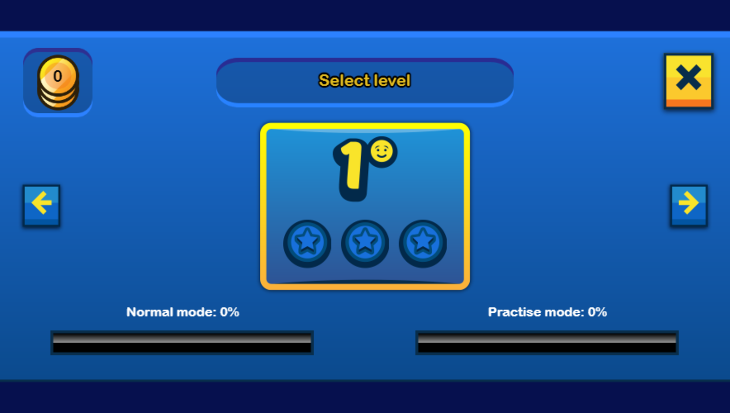 Geometrical Dash Game Level Select Screenshot.
