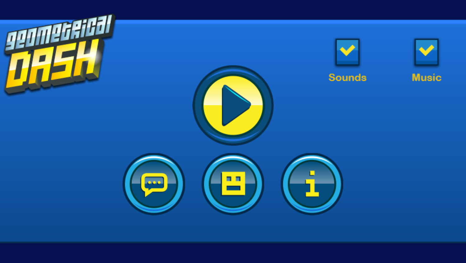 Geometrical Dash Game Welcome Screen Screenshot.