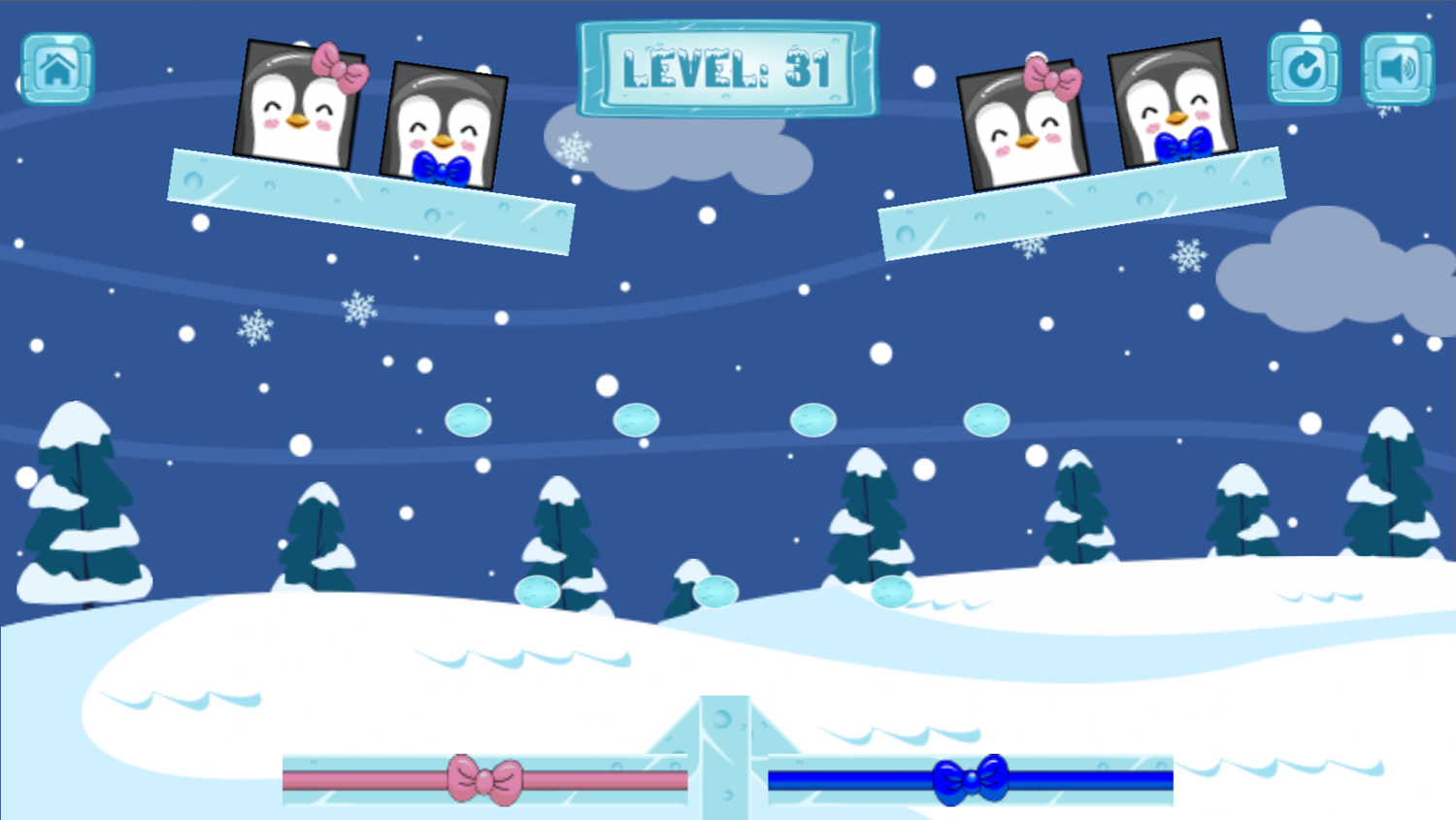 Geometry Penguin Game Level With Pachinko-Styled bumpers Screenshot.