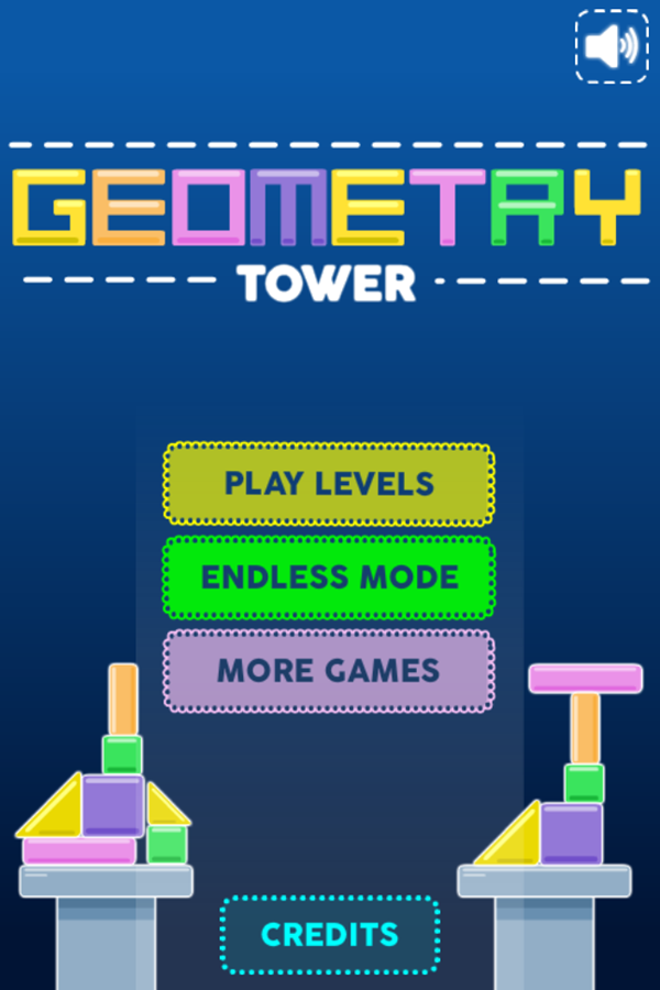 Geometry Tower Game Welcome Screen Screenshot.