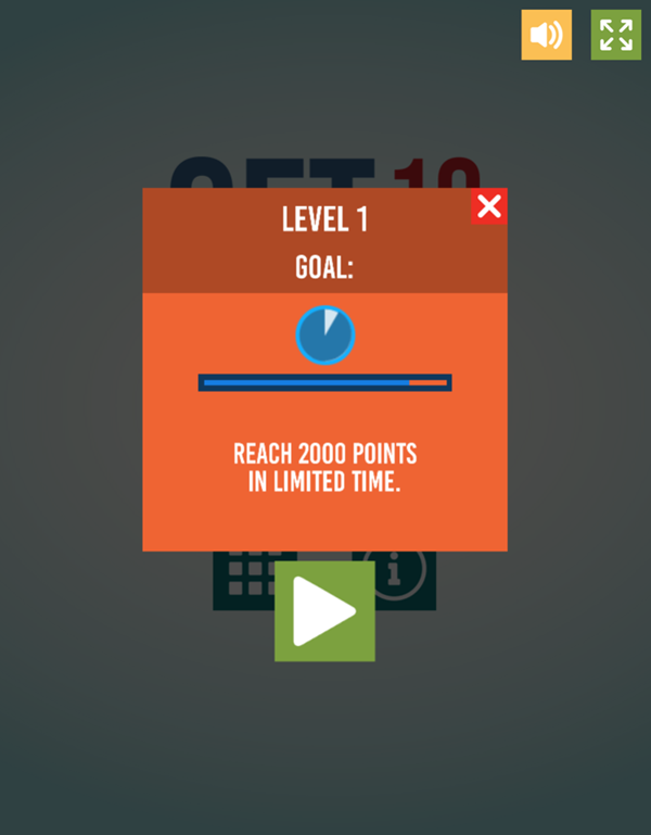 Get 10 Plus Game Level Goal Screenshot.