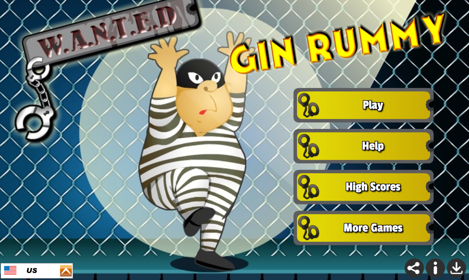 Gin Rummy Game Welcome Screen Screenshot.