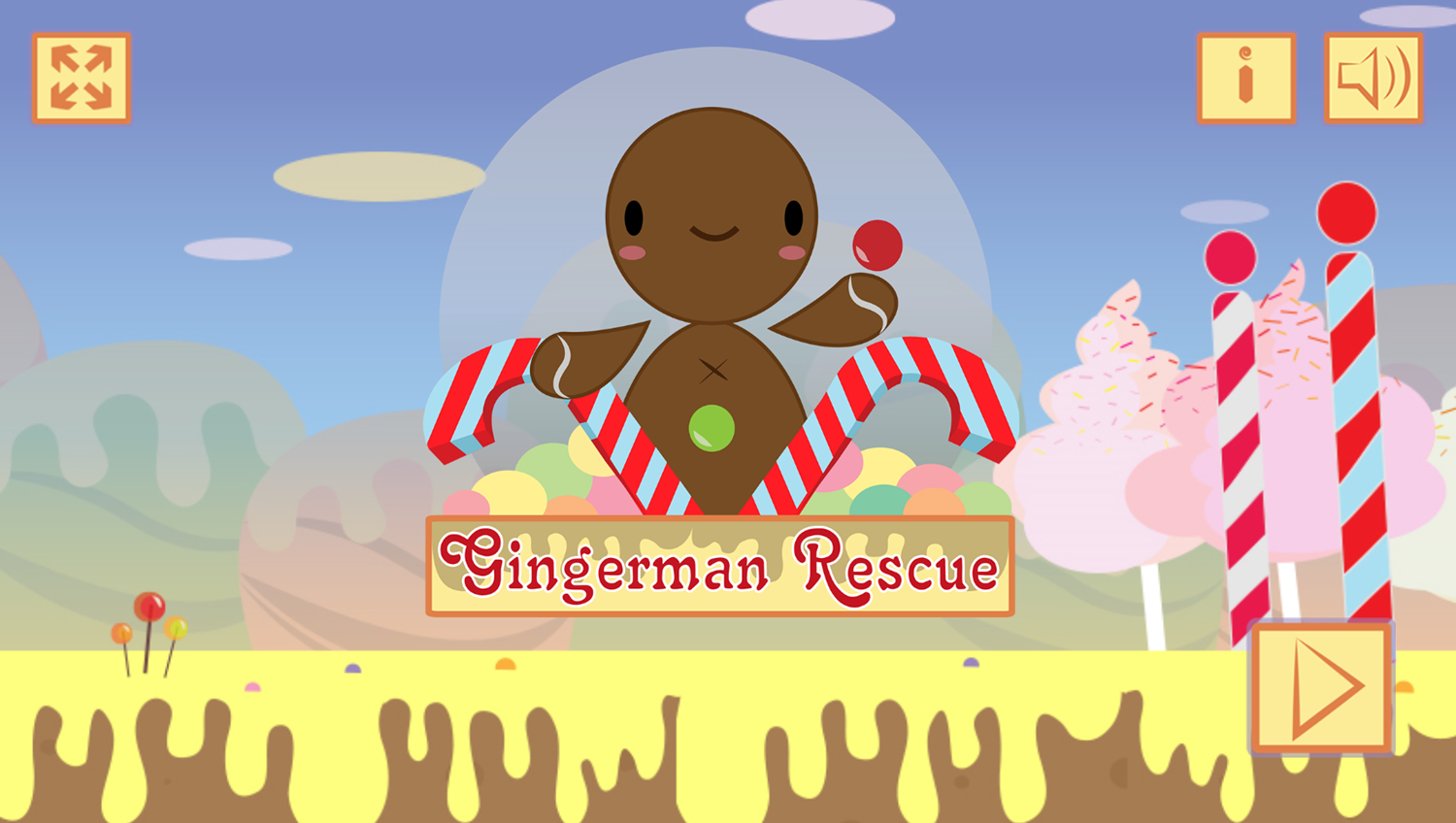 Gingerman Rescue Game Welcome Screen Screenshot.