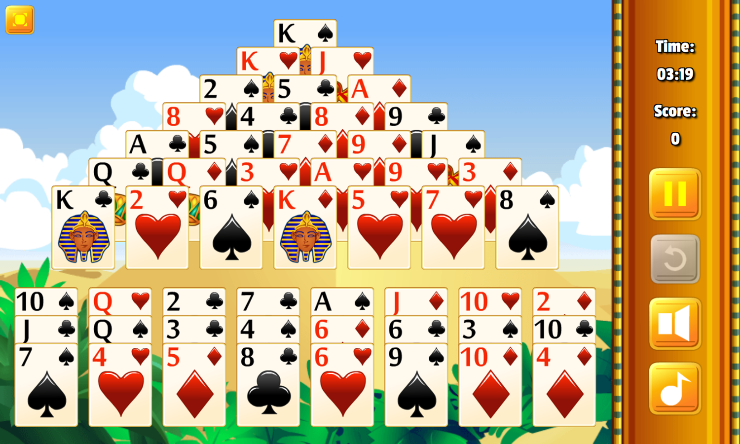 Giza Solitaire Game Start Screenshot.