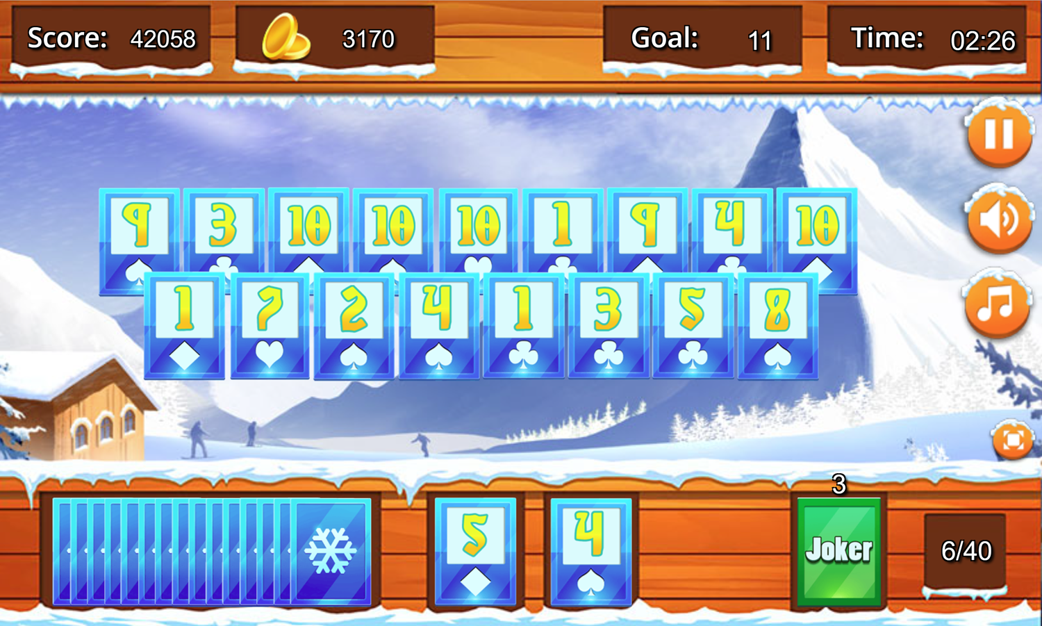 Glacier Solitaire Game Screenshot.