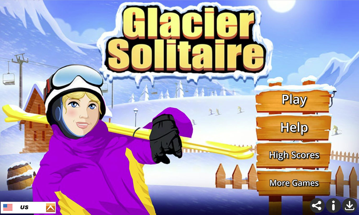 Glacier Solitaire Game Welcome Screen Screenshot.