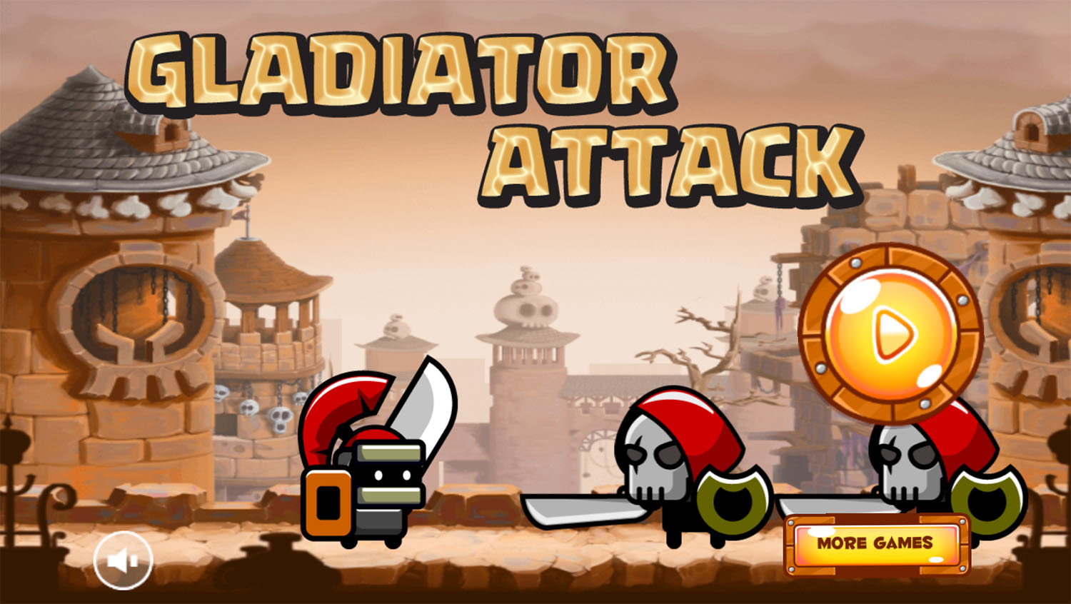 Gladiator Attack Game Welcome Screen Screenshot.