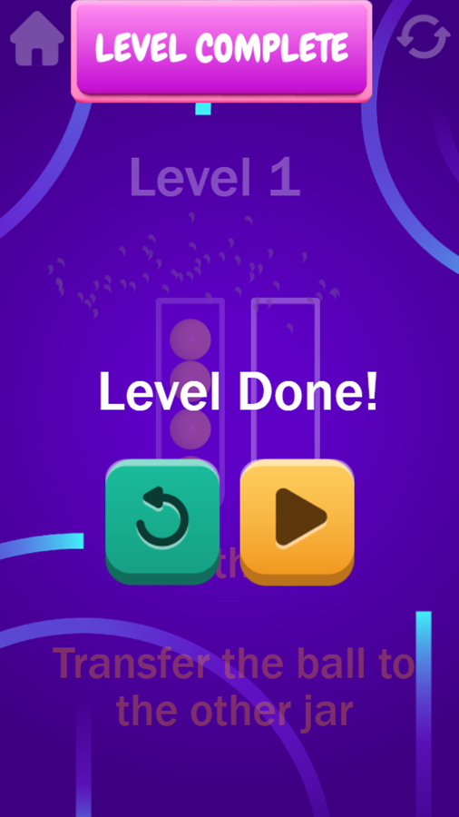 Glass Ball Puzzle Game Level Done Screenshot.