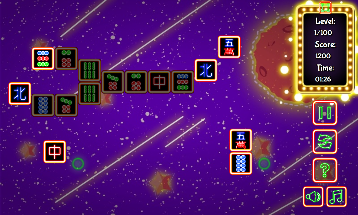 Glow Jongg Game Level Play Screenshot.