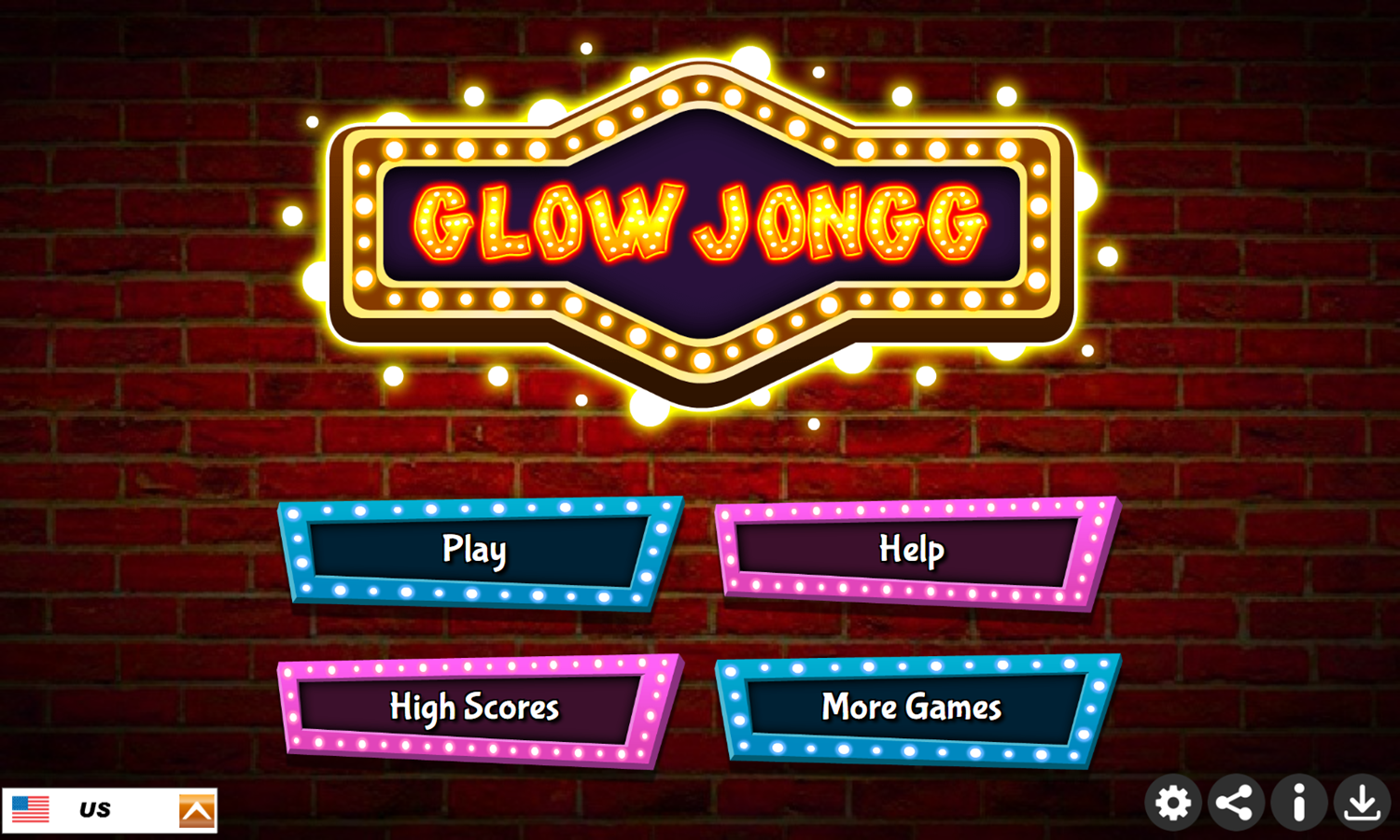 Glow Jongg Game Welcome Screen Screenshot.