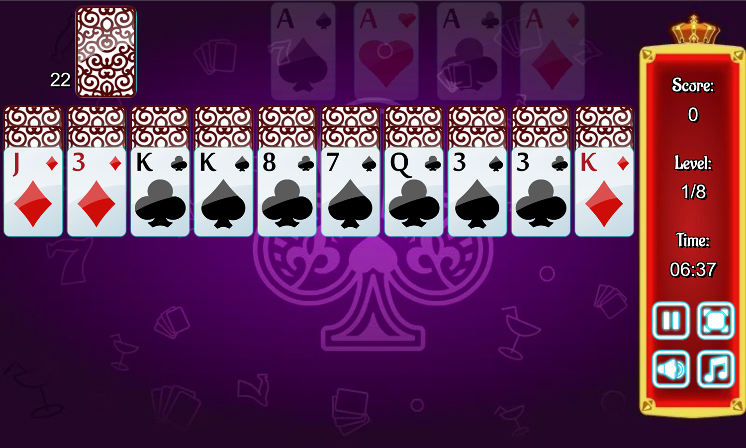 Glow Solitaire Game Screenshot.