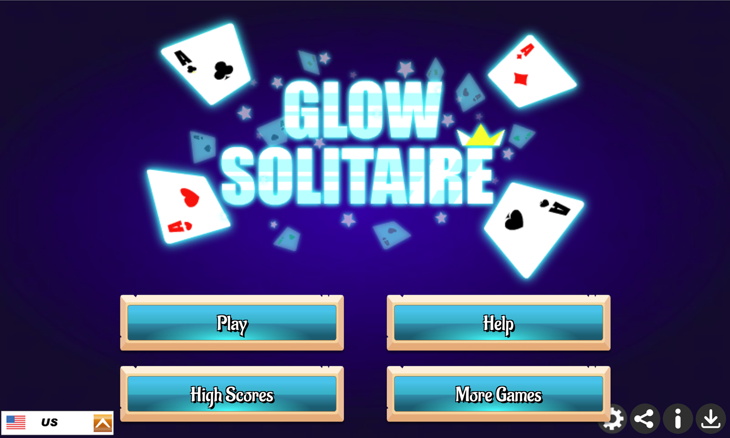 Glow Solitaire Game Welcome Screen Screenshot.