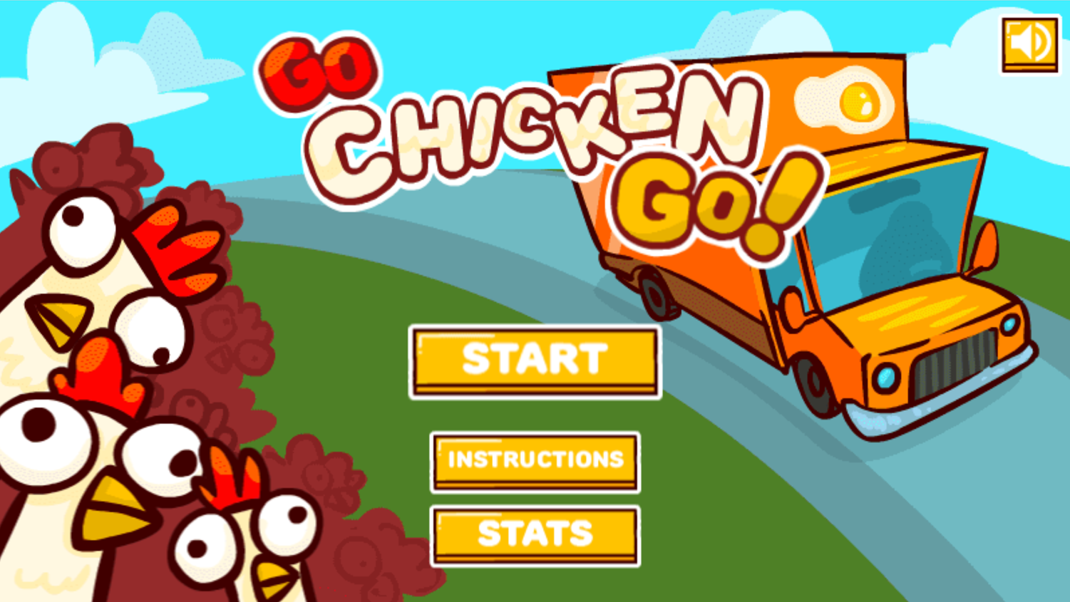 Go Chicken Go Game Welcome Screen Screenshot.
