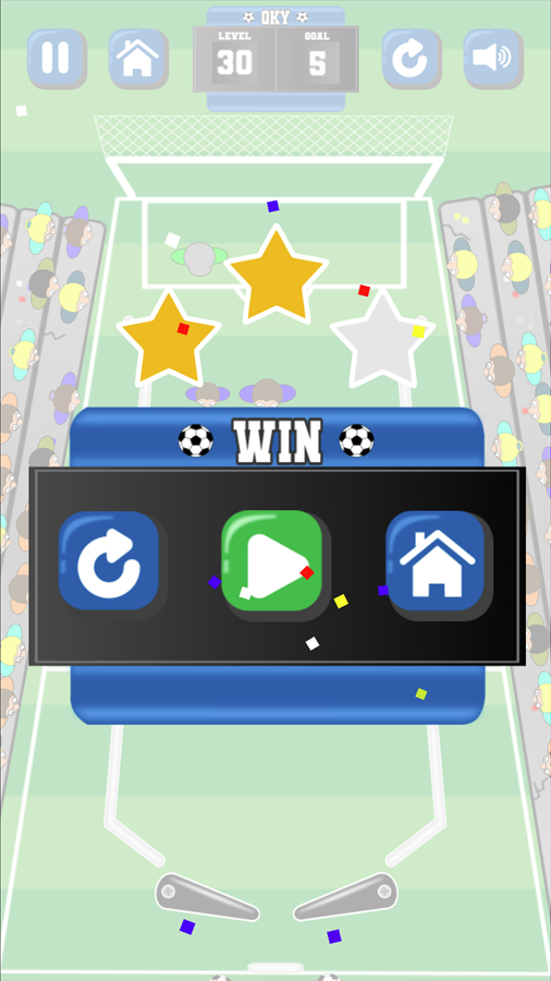 Goal Pinball Game Level Complete Screen Screenshot.
