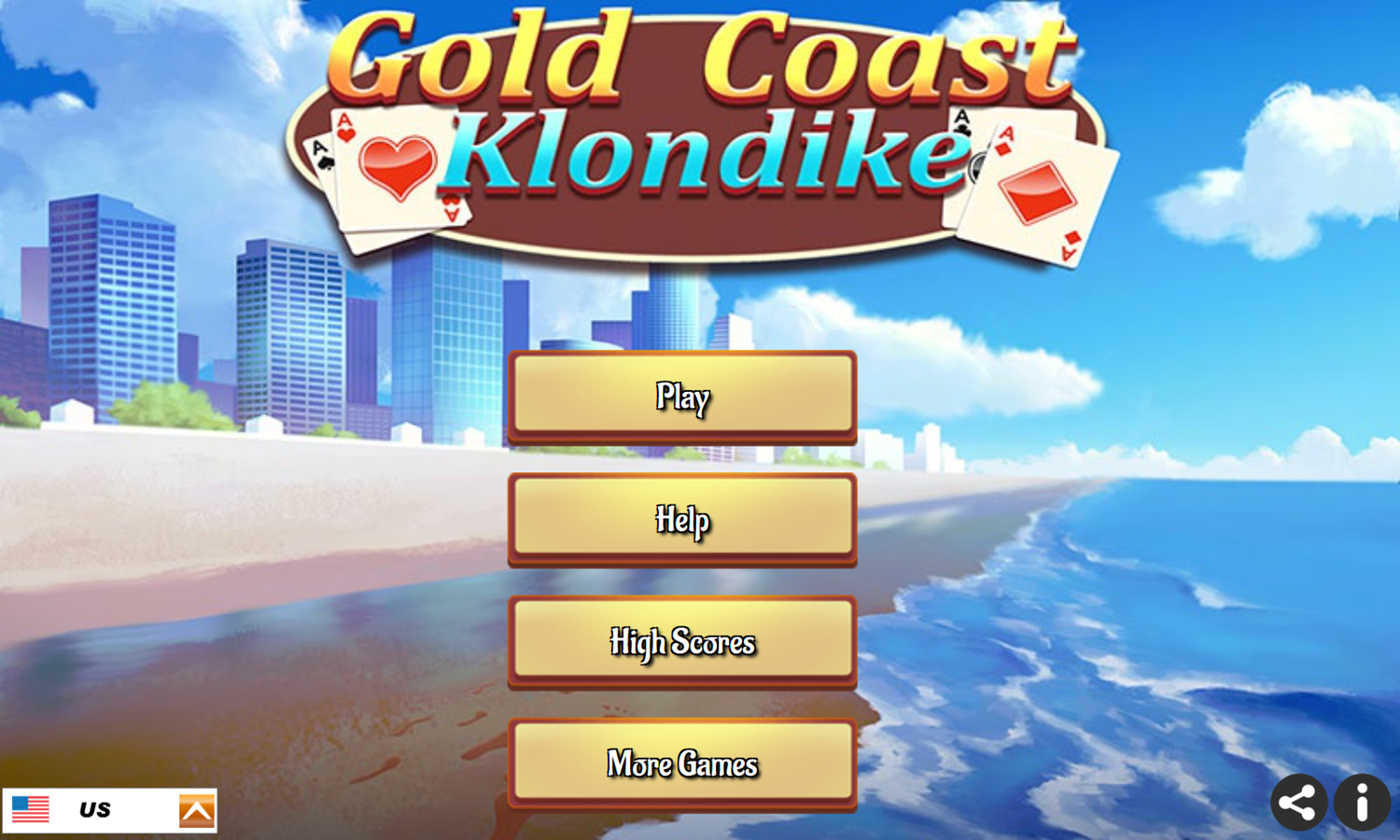 Gold Coast Klondike Game Welcome Screen Screenshot.