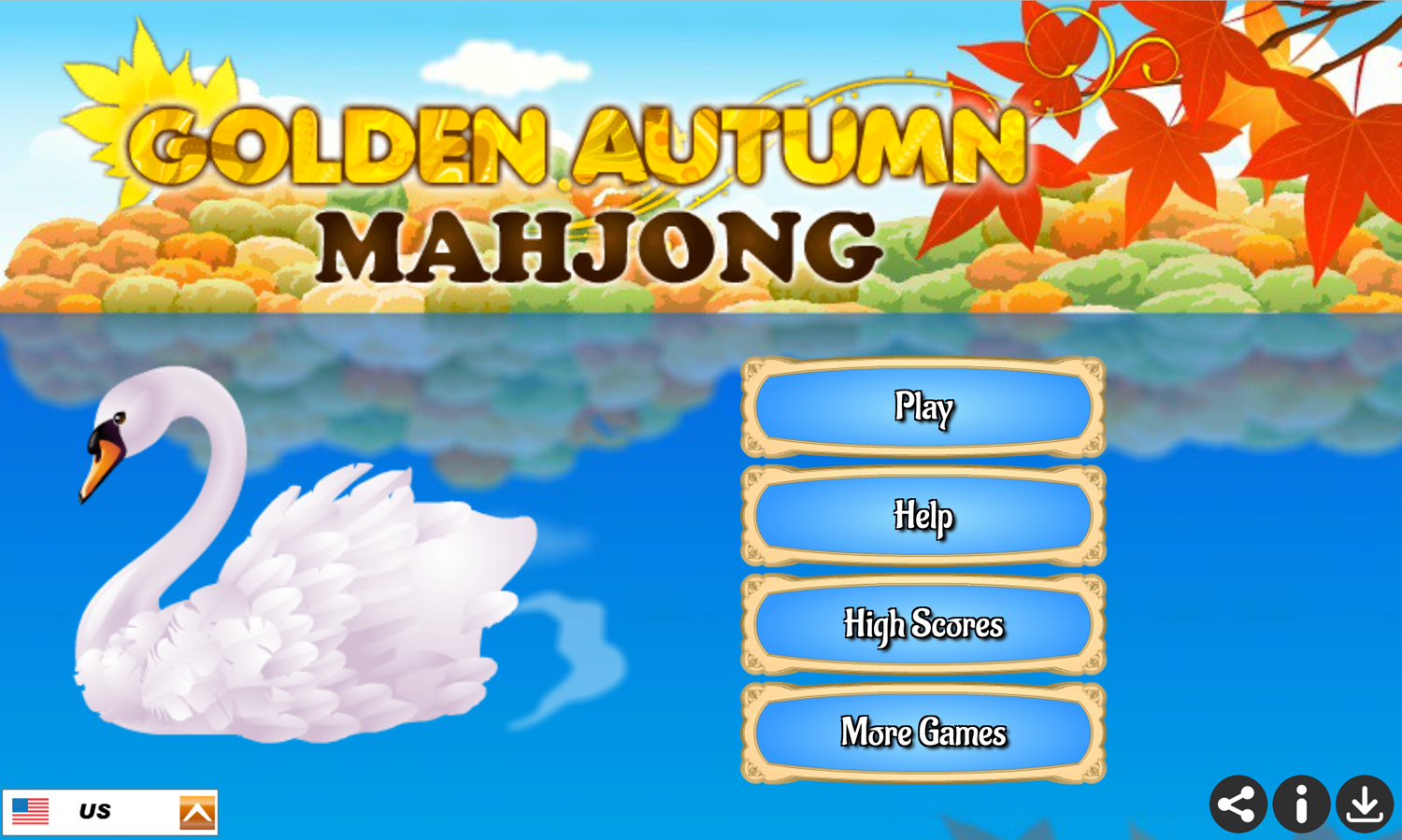 Golden Autumn Mahjong Game Welcome Screen Screenshot.