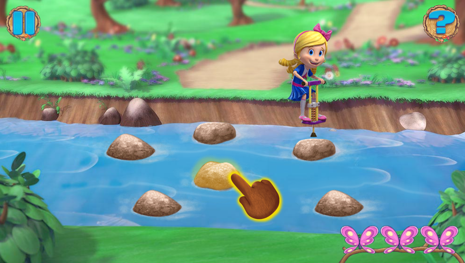 Goldie and Bear Fairy Tale Forest Adventures Game River Trampoline Play Screenshot.