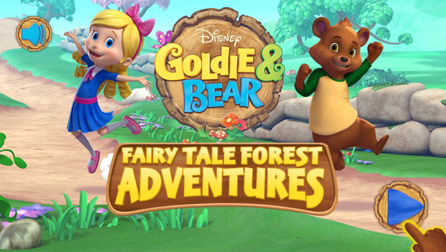 Goldie and Bear Fairy Tale Forest Adventures Game Welcome Screen Screenshot.