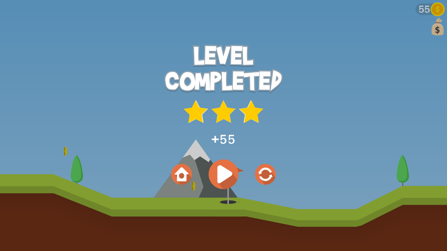 Golf Hill Game Level Completed Screenshot.