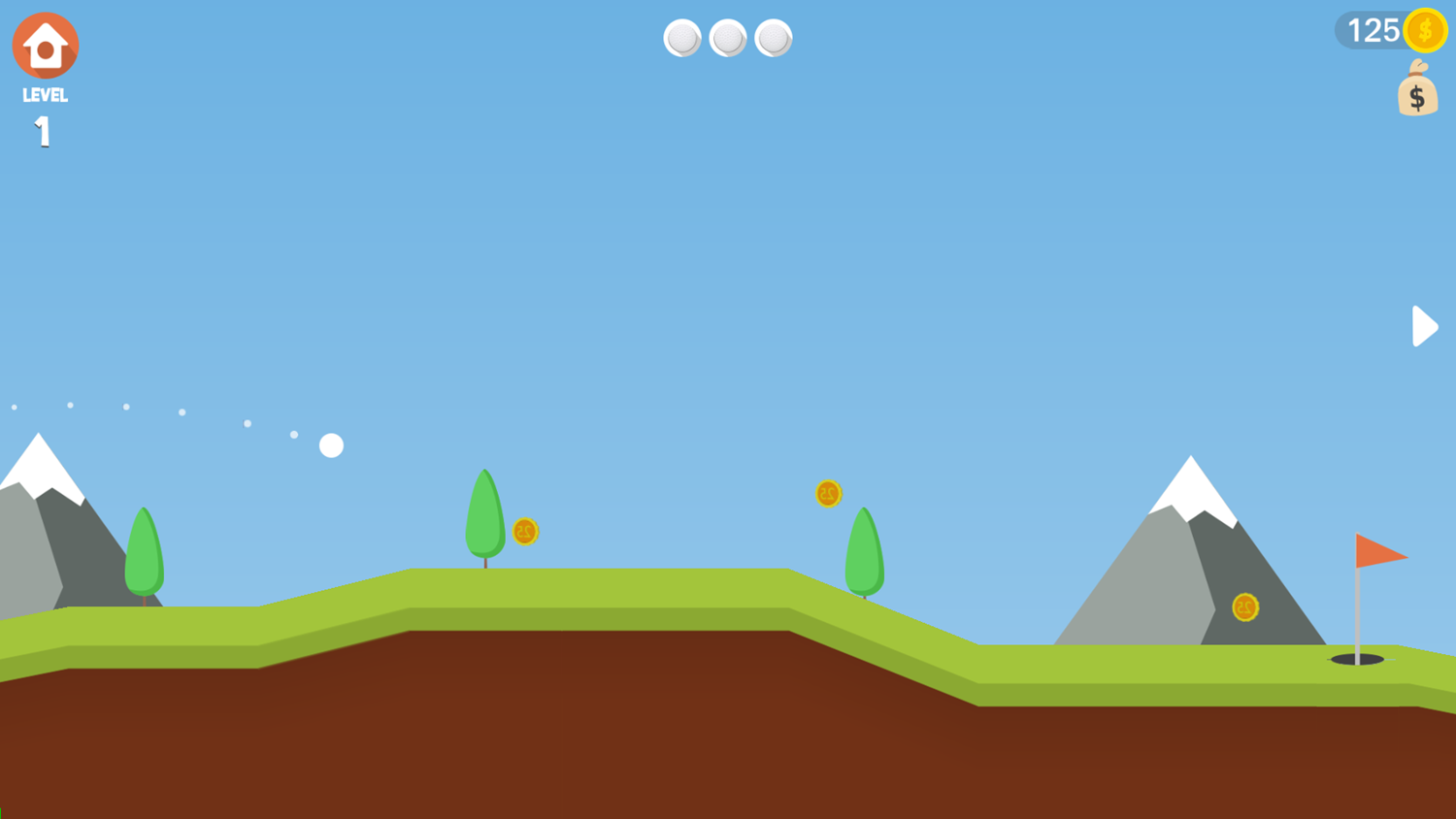 Golf Hill Game Level Play Screenshot.