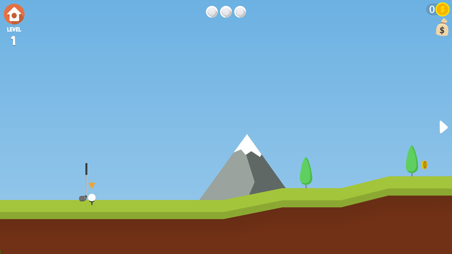 Golf Hill Game Level Start Screenshot.