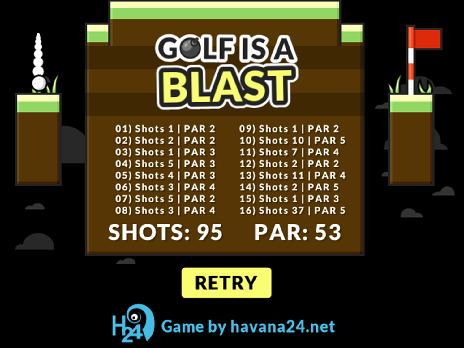 Golf is a Blast Game Over Screenshot.