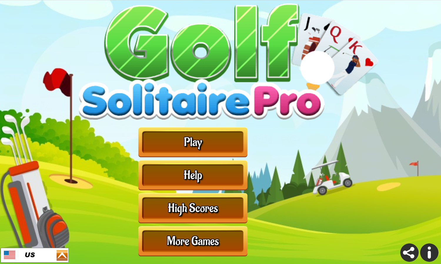 Golf Solitaire Pro Game Welcome Screen Screenshot.