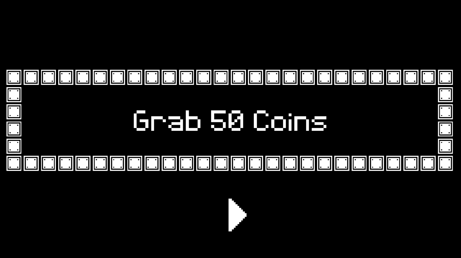 Grab 50 Coins Game Welcome Screen Screenshot.